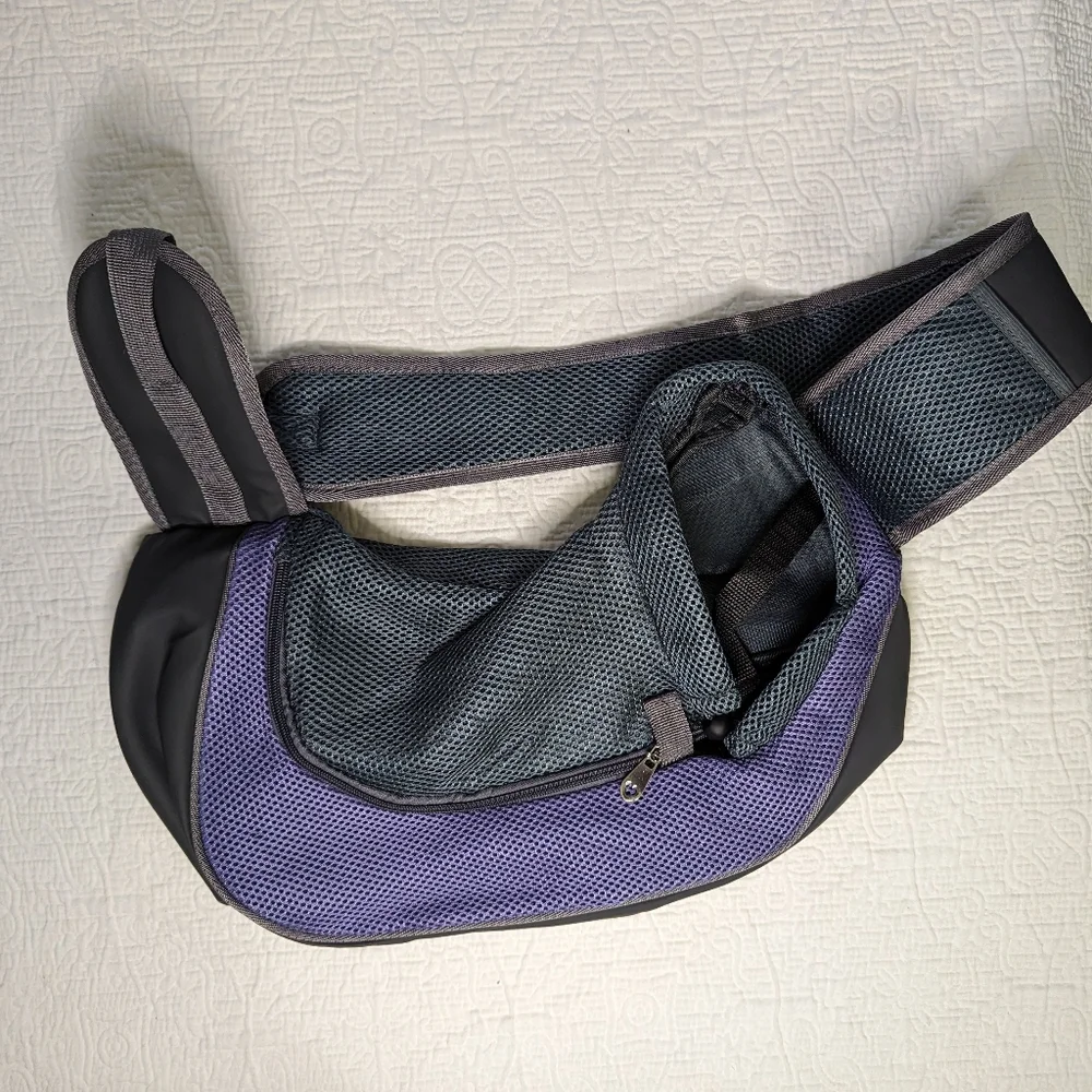 Pet Carrier Sling Bag - Black and Purple